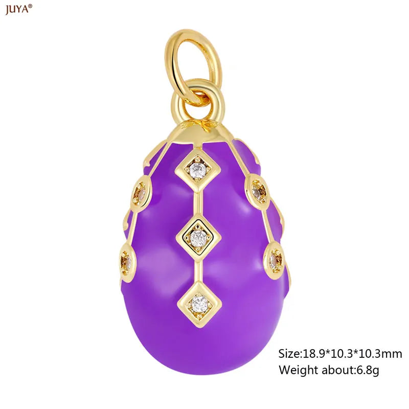JUYA New 3D Water Drop Pendant Bohemia Type CZ Enamel Charm For DIY Women Necklaces Jewelry Making Accessories
