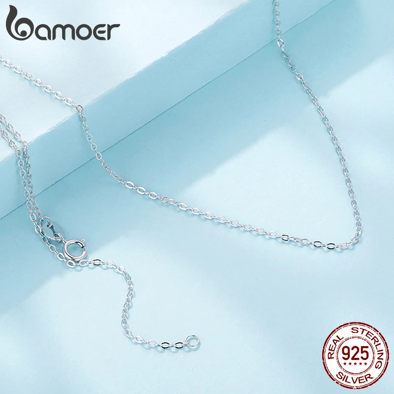 Bamoer 925 Sterling Silver O-Chain Necklace with Lobster Clasp Adjustable Basic Chain for Women Pendant Beads DIY