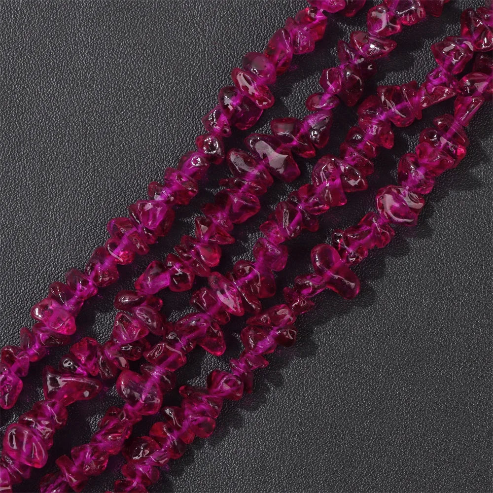 5-8MM Colorful Irregular Glass Beads Dyed Transparent Crystal Chips Beads Fit DIY Women Jewelry Bracelet Necklace Earring