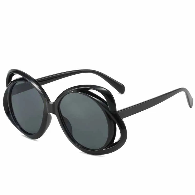 Fashion Women Flower Hollow Frame Sunglasses Fashion Goggles Personality Oversized Oval Luxury Brand Designer Sunvisors UV400