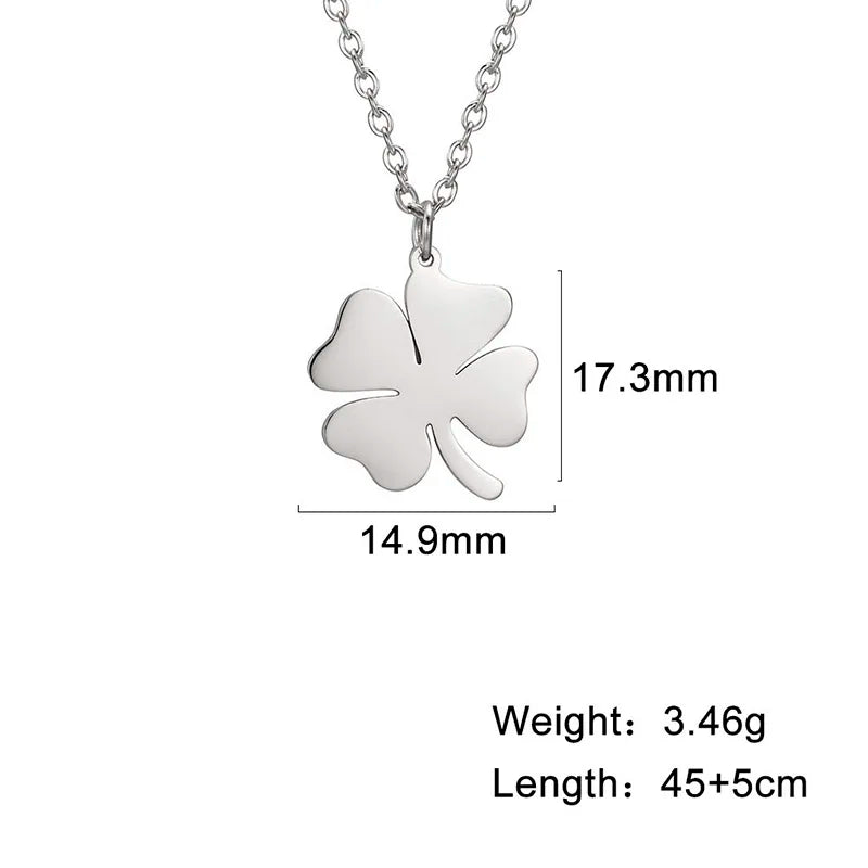 Dreamtimes Lucky Four Leaf Clover Necklace For Women Fashion Snake Chain Stainless Steel Pendant Necklaces Charm Choker Jewelry