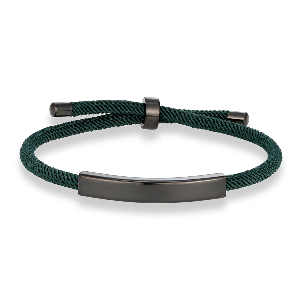 MKENDN Punk Custom Name Engrave Logo Id Bracelets Trendy Stainless Steal Rope Thread Bracelet Men Women Friendship Jewelry Gifts - Madeinsea©
