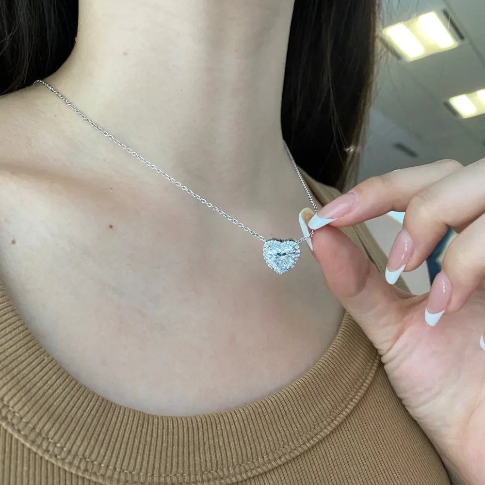 Serenity 1ct 2ct 3ct 4ct Heart Cut D Color Moissanite Necklace Women 100% S925 Sterling Silver Plated 18K Pendant Necklace GRA - Madeinsea©