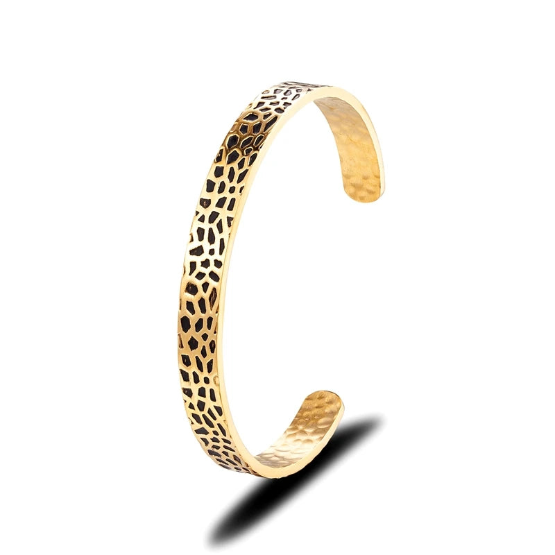 MKENDN The surface of the moon Cuff Bangle Stainless Steel Men Wide Cuff Bracelet For Men Fashion Classic Jewelry Gifts