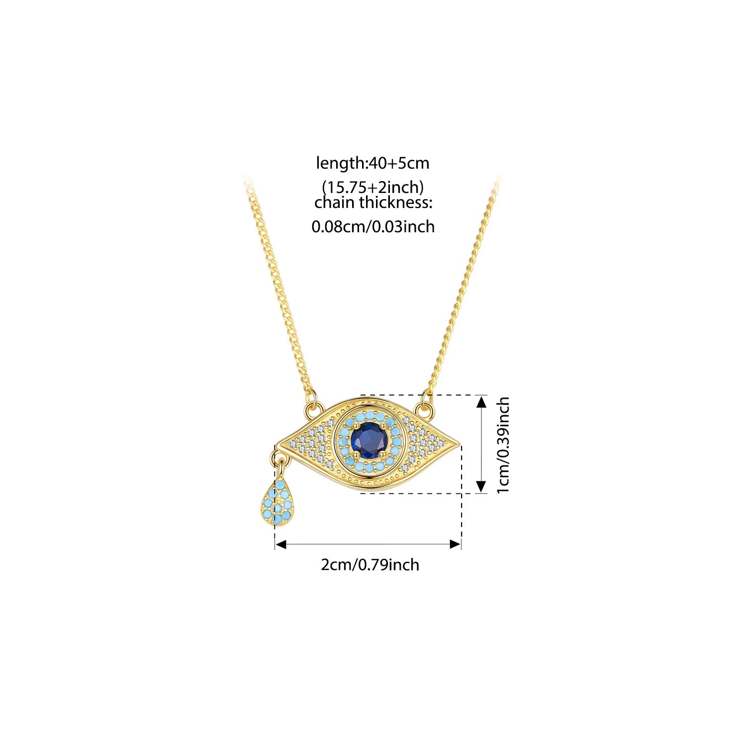 BISAER 925 Sterling Silver Devil's Eye Necklace Pendant Zircon Dainty Trend Adjustable Chain for Lucky Women Fine Jewelry Gift