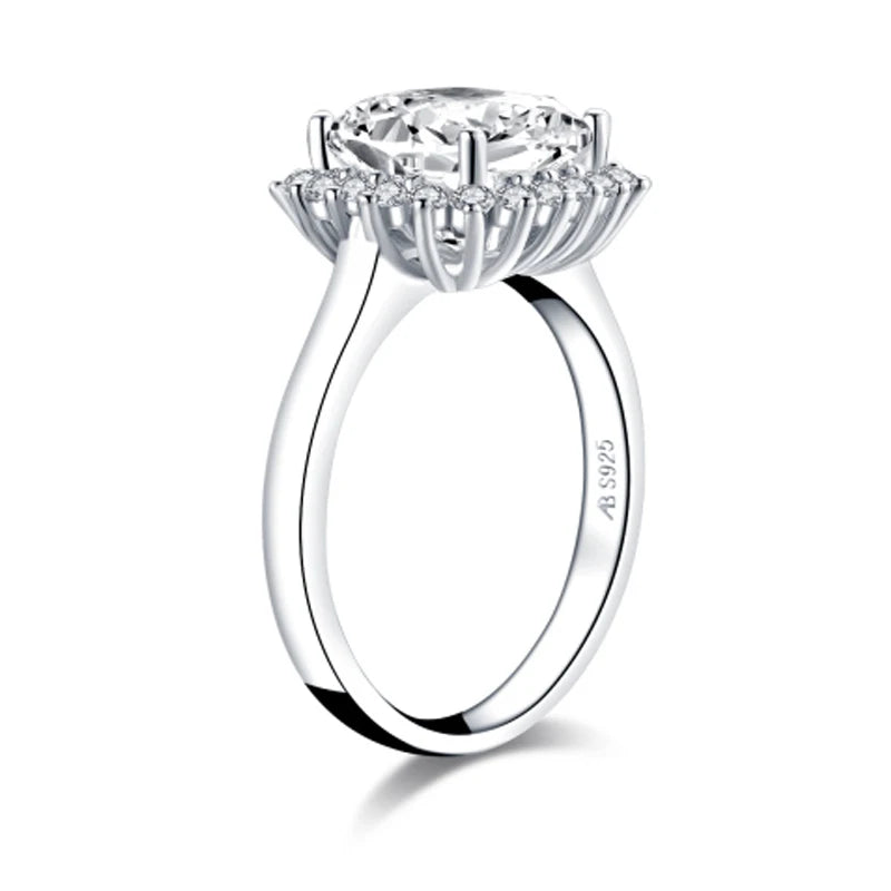 OXTAO Luxury Halo Engagement Ring 925 Sterling Silver Cushion Cut Simulated Diamond Wedding Bridal Ring Jewelry Gift