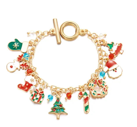 Bracelet pendentif Père Noël, bonhomme de neige, étoile et sapin de Noël pour femme, ajustable, bijou de fête