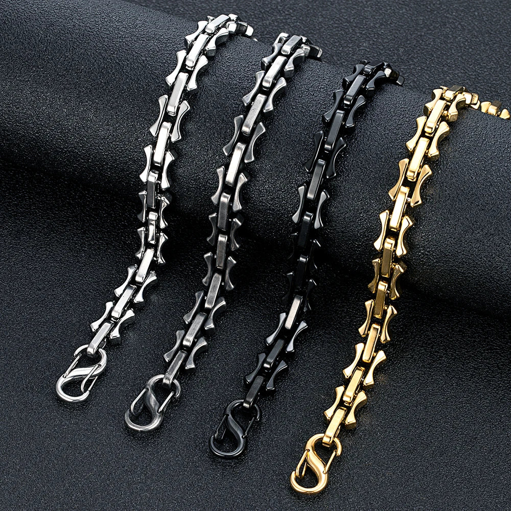 MKENDN 10 mm schwere Edelstahl-Kielkettenarmbänder für Herren und Jungen, oxidiertes Metallarmband, Punk-Rock-Kettenarmband-Schmuck