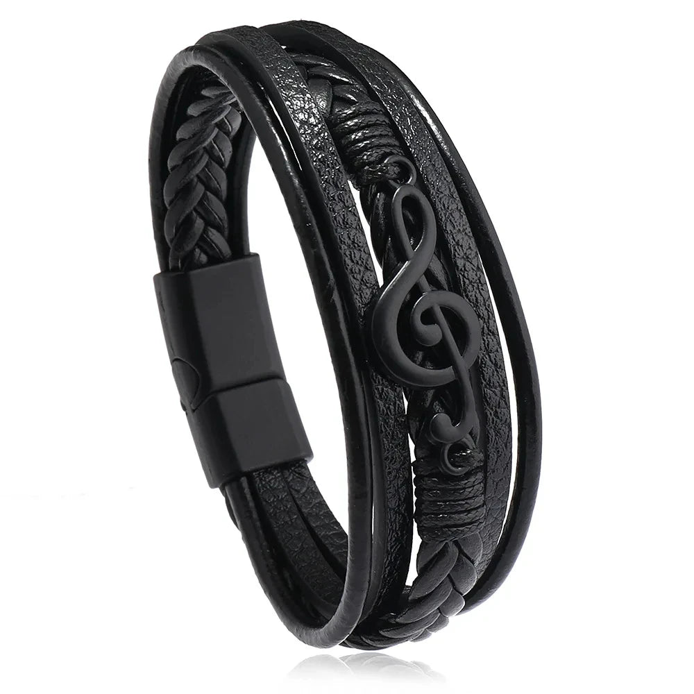 Trendy Leather Bracelets Men Stainless Steel Multilayer Braided Rope Bracelets For Male Bracelets Jewelry Pulsera Hombre - Madeinsea©