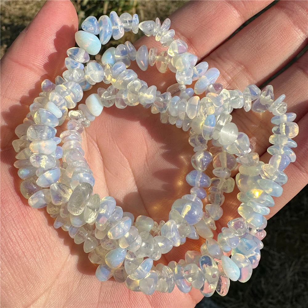 5-8mm Natural Blue Moonstone Beads White Cat Eye Crystals Opal Stone Loose Bead For Jewelry Making DIY Necklace Bracelet Rings