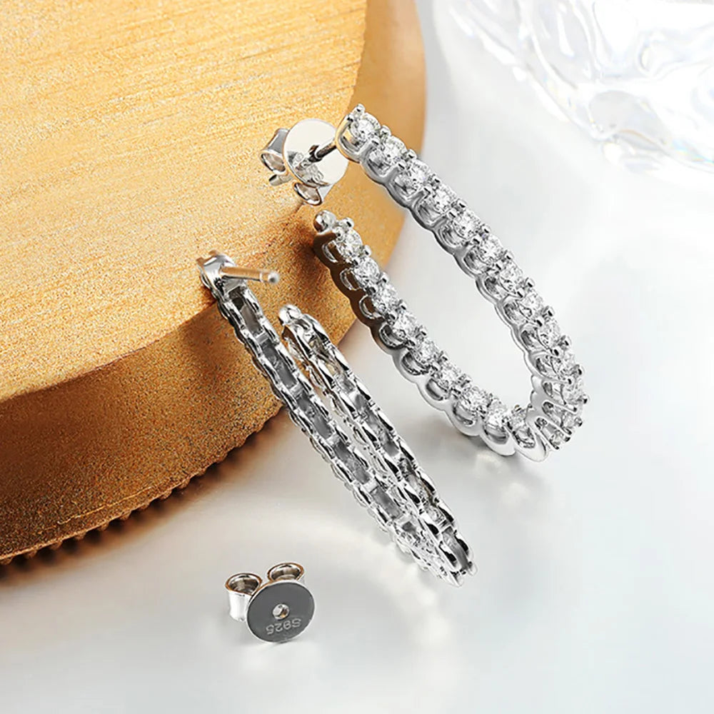 Serenity 1.76ct D Color Moissanite Hoop Earrings For Women Anniversary Gift 100% S925 Sterling Silver Stud Earrings Fine Jewelry - Madeinsea©