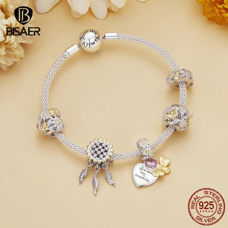 Pendentif feuille de ginkgo en argent sterling 925 BISAER - Perle de charme feuille de papillon ginkgo - Automne - pour bracelets à faire soi-même - Bijoux fins - Cadeau