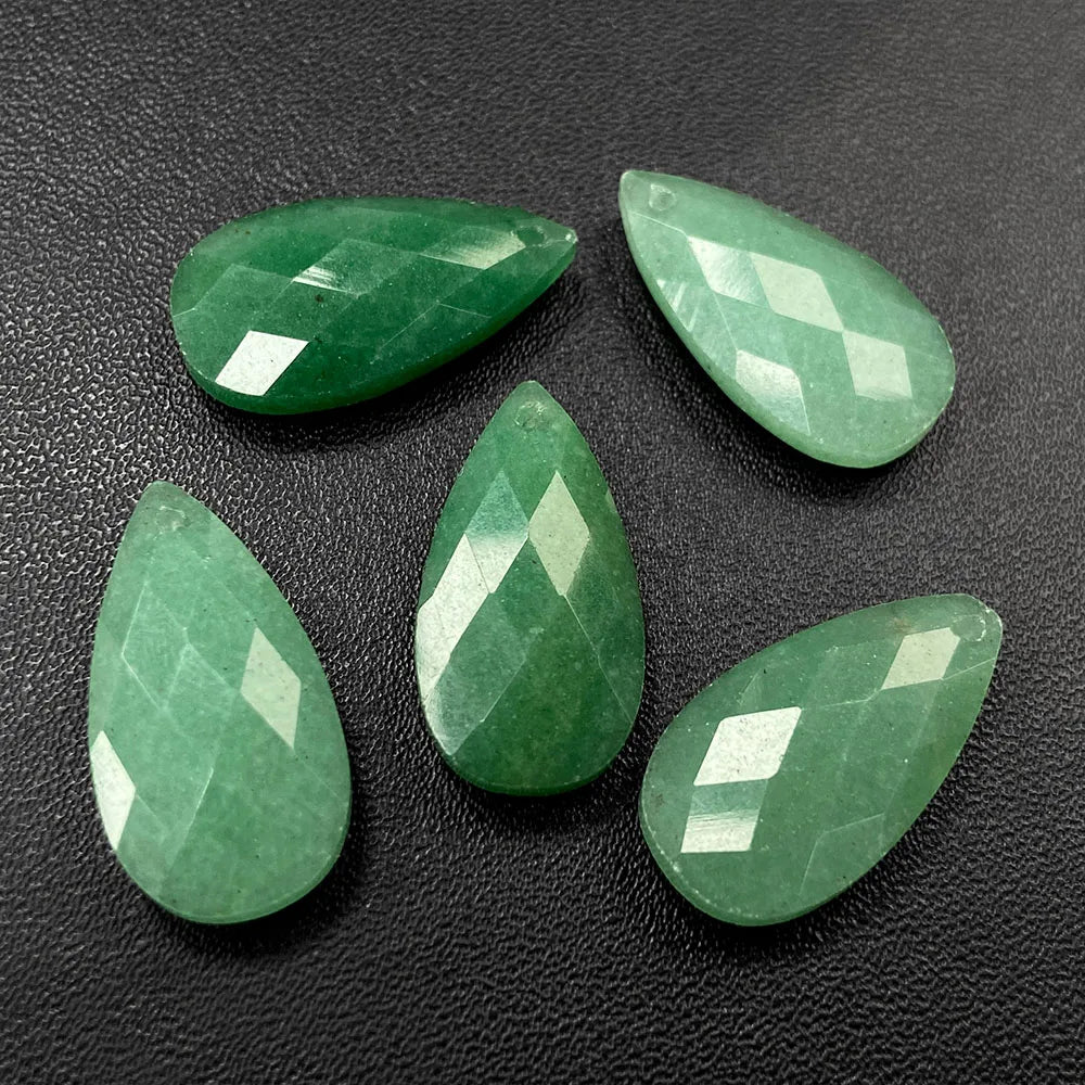 2PCS Natural Water Drop Stone Pendant 13X25mm Faceted Howlite Tiger Eye Amazonite Charms For Jewelry Making Necklace Earring DIY