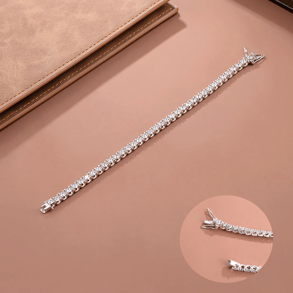 Serenity 3.5mm D Color Moissanite Tennis Bracelet for Women Men Gift S925 Sterling Silver Bracelet Plated 18K Hand Chain Jewelry - Madeinsea©