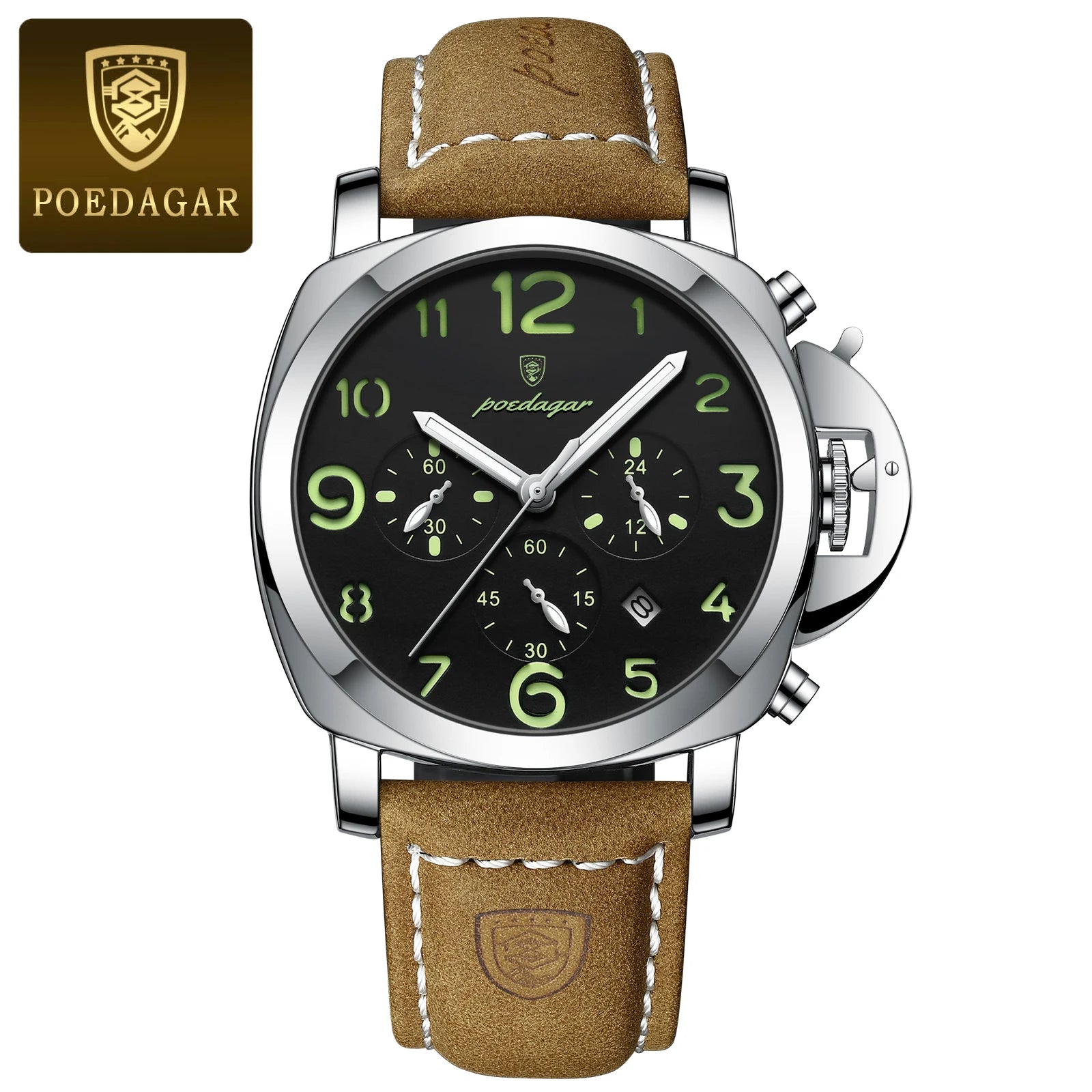 POEDAGAR Luxury Military Watch For Men Waterproof Luminous Leather Man Watch Quartz High Quality Men's Sports Watches Male Reloj - Madeinsea©