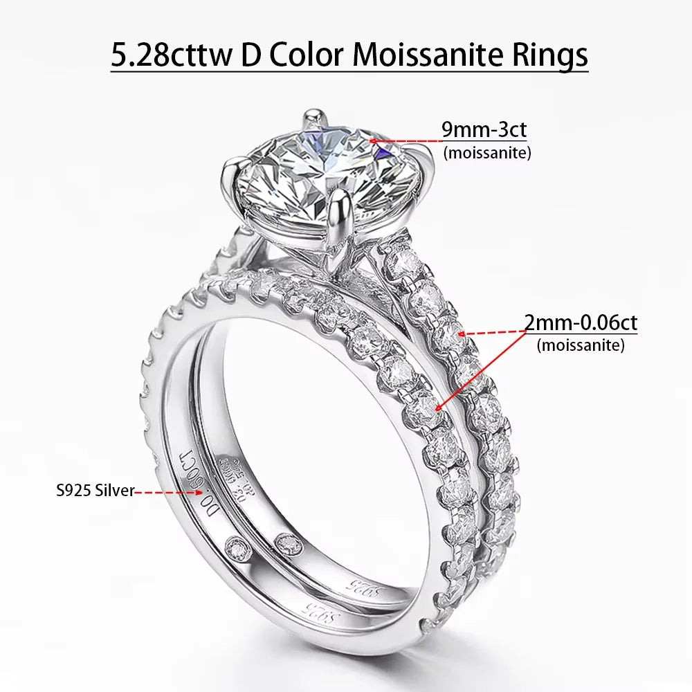 Serenity 1.4cttw D Color VVS1 Moissanite Row Rings Women 100% S925 Sterling Silver Lab Diamond Rings Plated 18K Anniversary Gift