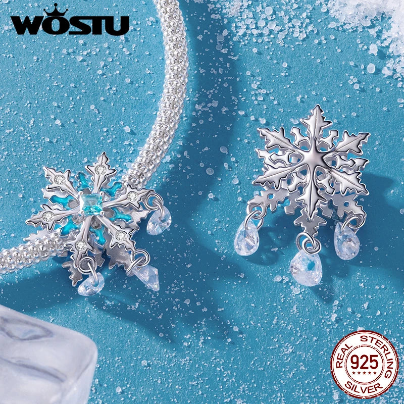 WOSTU 925 Sterling Silver Medusa Head Charm Snake Beads Rainbow Crystal Pendant  for Bracelet Making Unique DIY Gift