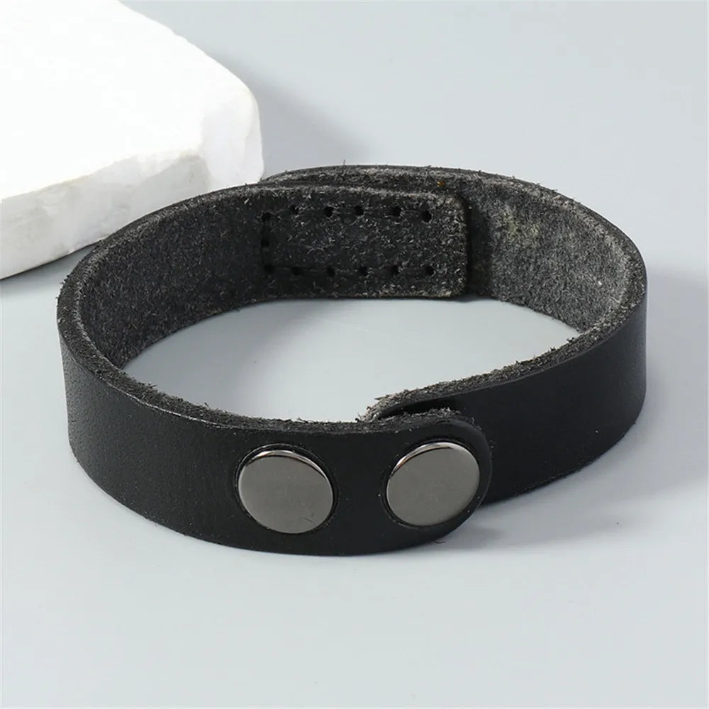 MKENDN Viking Leather Wrap Bracelet Norse Warrior Leather Wristband Cuff For Men Wide Black/Brown Nordic Cuff Viking Jewelry