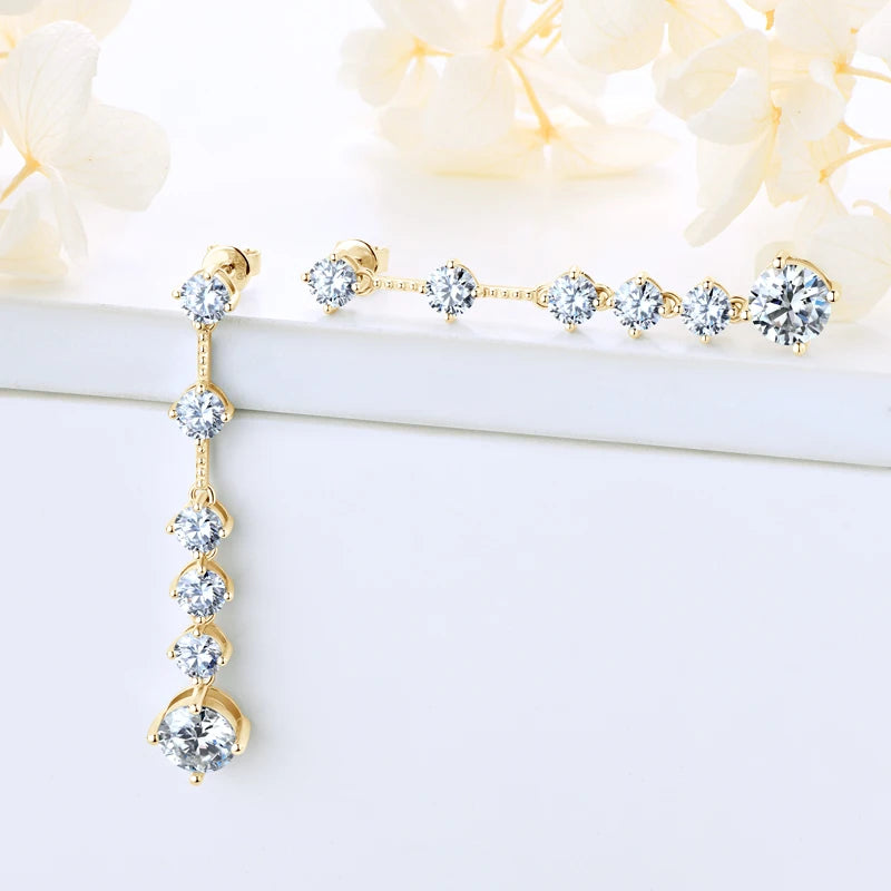 OXTAO Full Moissanite Long Tassels Earring for Women Real 925 Silver Dangling Earrings Wedding Jewelry Pendant GRA Certified