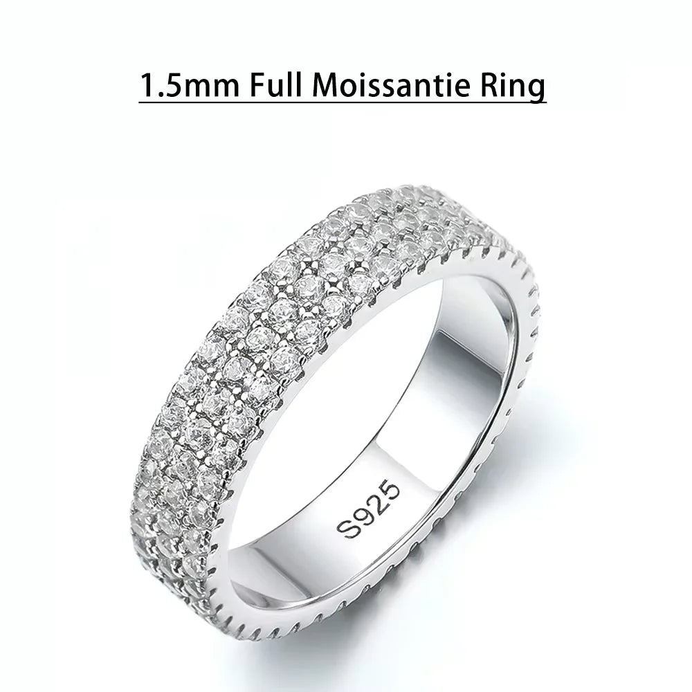 Serenity 5 Row D Color Moissanite Rings Women Gift 100% S925 Sterling Silver Plated 18K Lab Diamond Eternity Rings Fine Jewelry - Madeinsea©