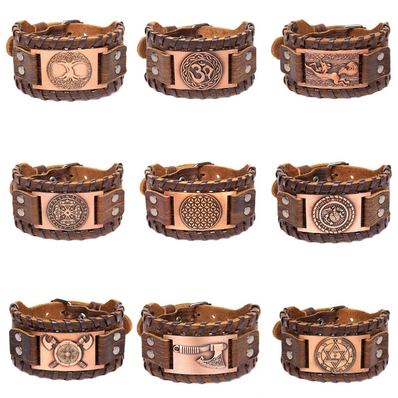 Leather Viking Compass Bracelet