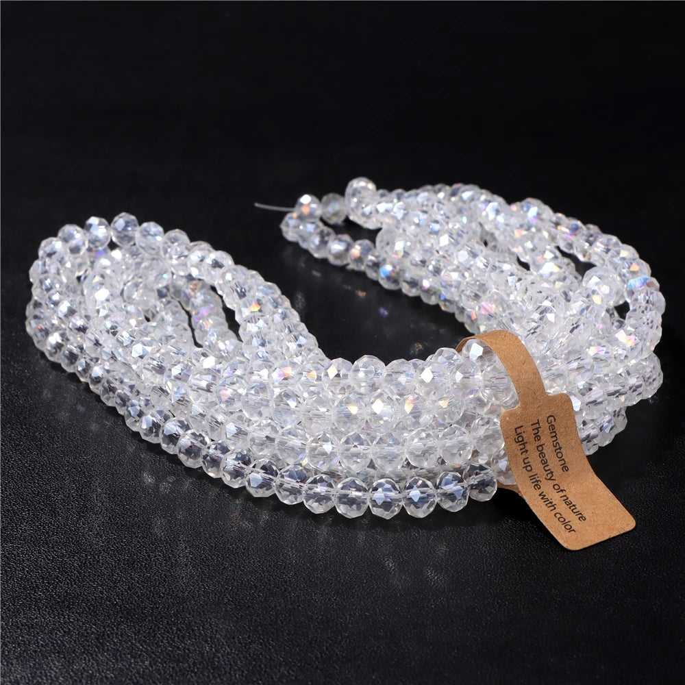 Wholesale 5 strand/lot Faceted Austrian Crystal Bead Rondelle Loose Spacer AB Color Glass Beads For Jewelry Making  Accessories