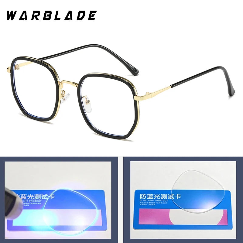 New Simple Square Metal Anti Blue Light Glasses Men Women Oversized Retro Optical Spectacles Frame Fashion Prescription Eyeglass