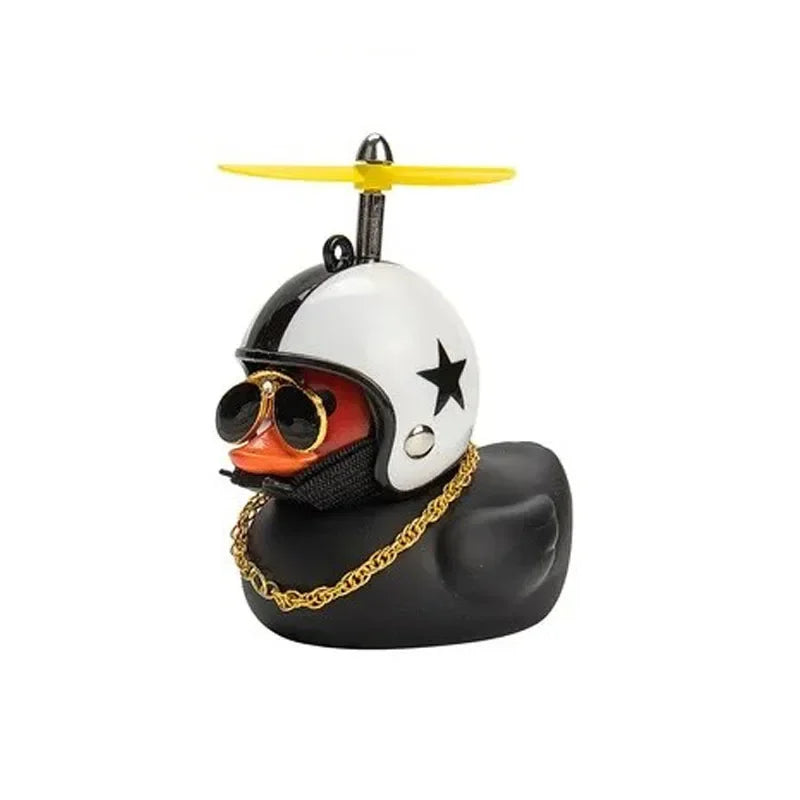Broken Wind Rubber Duck With Helmet Pendant Black/Yellow Duck Road Bike Motor Helmet Riding Bicycle Accessories Car Decoration - Madeinsea©