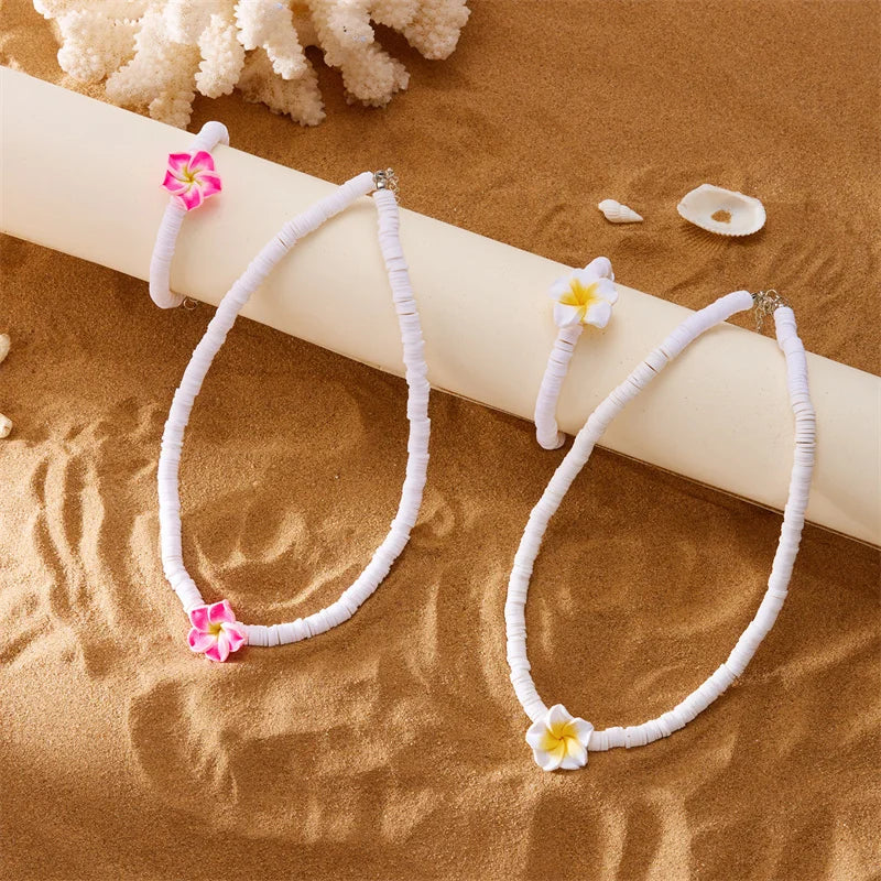 Bohemian Starfish Flower Charm Bracelet For Women Colorful Flowers Letter Soft Clay Pottery Beaded Bracelets Beach Party Jewelry