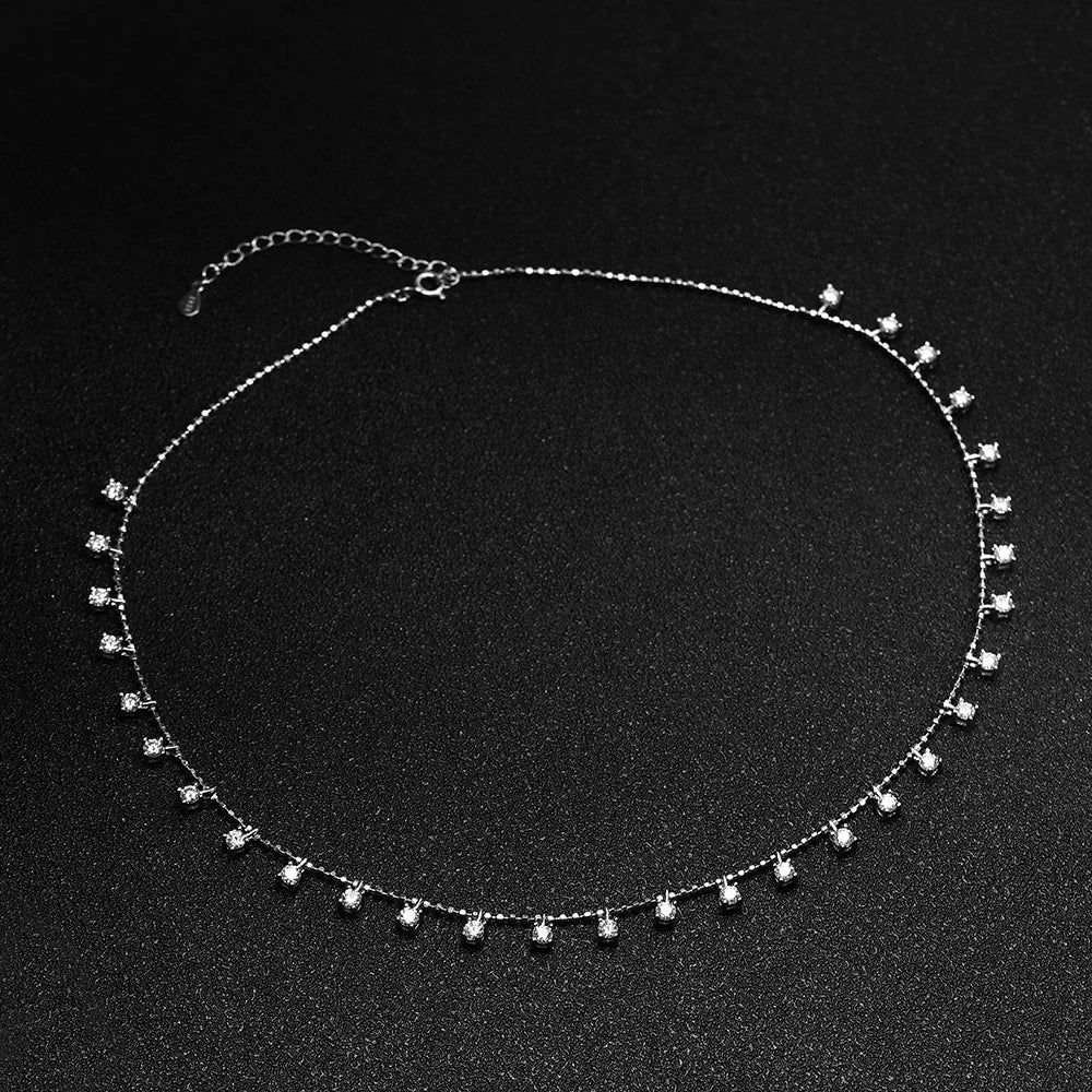 Serenity 3mm 4mm D Color Moissanite Necklace For Women Gift 100% S925 Sterling Silver Plated 18K Sparkling Gypsophila Neck Chain