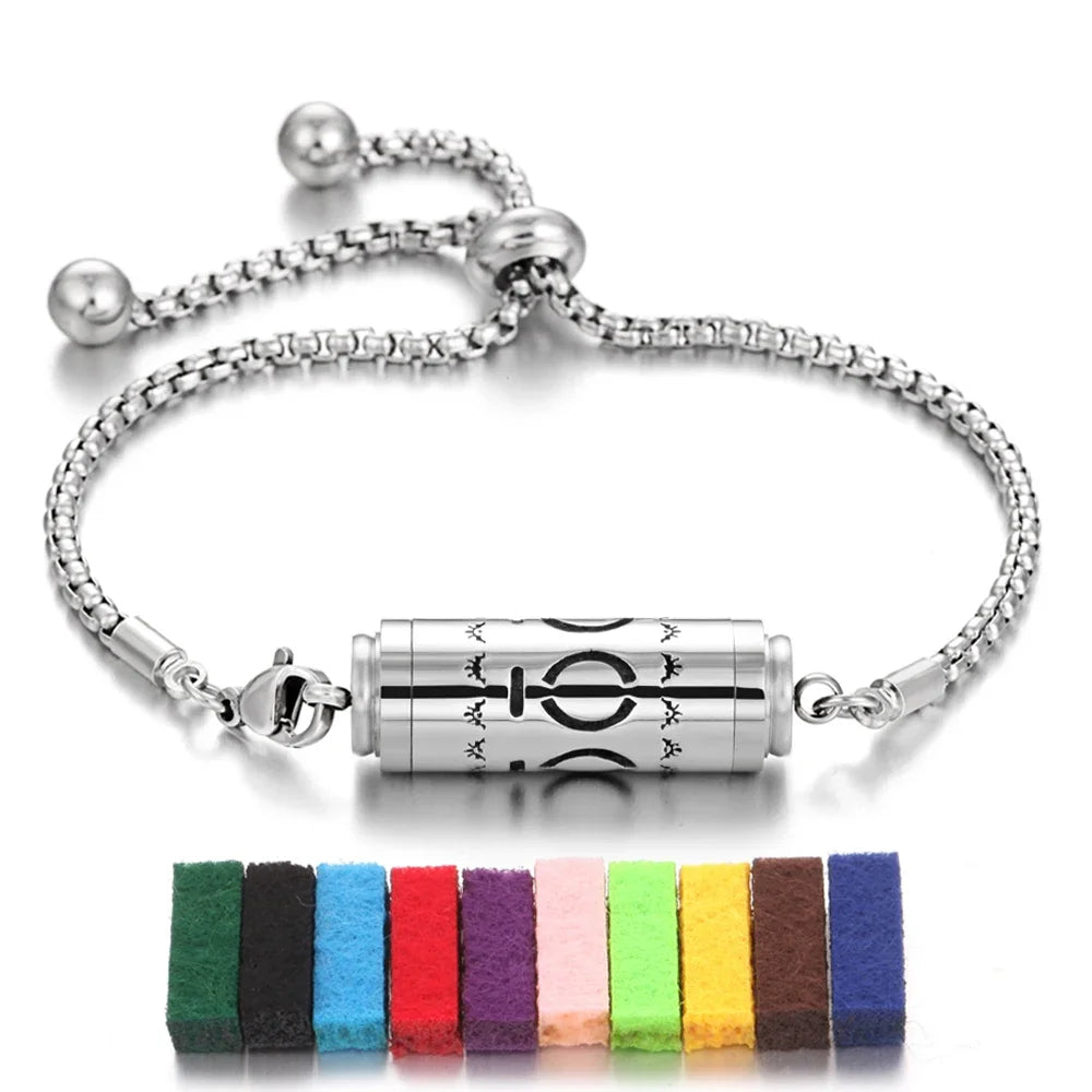2024 New Stainless Steel Aromatherapy Diffuser Bracelet Locket Adjustable Chain Aroma Perfume Essential Oil Diffuser Bracelet