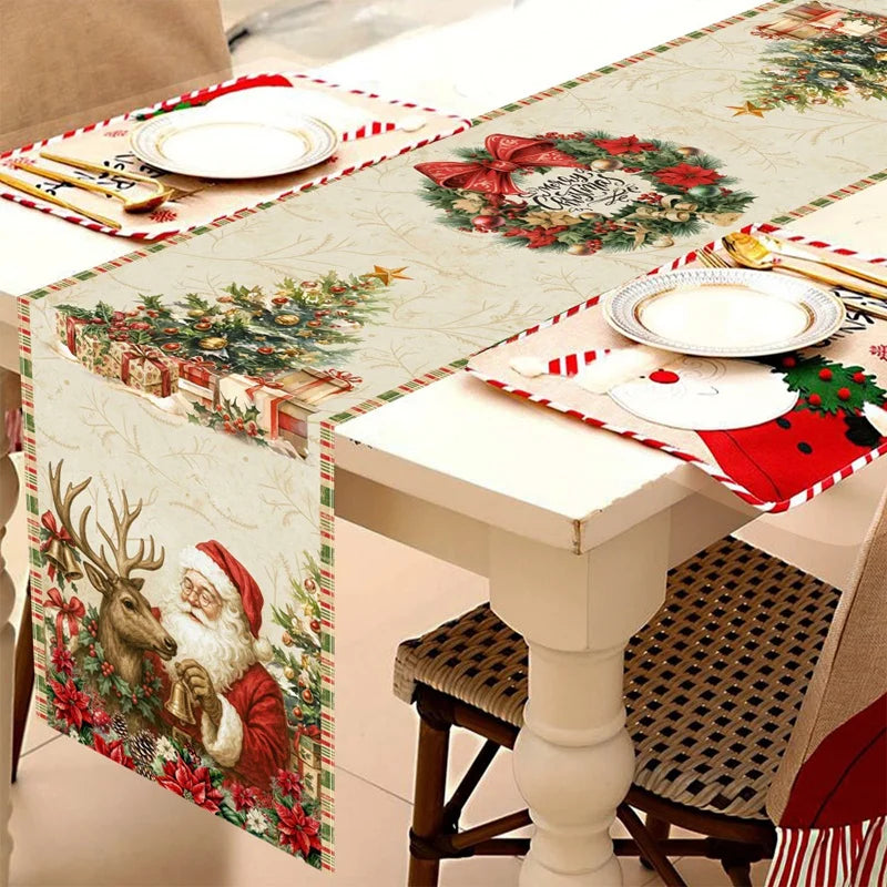 Christmas Table Runner Merry Christmas Decoration For Home Xmas Table Decor 2025 Navidad Notal Noel Ornament Happy New Year 2026