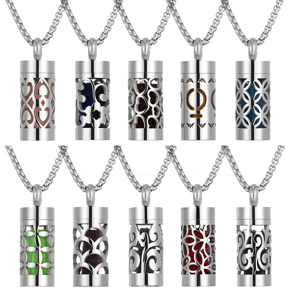 New Stainless Steel Aromatherapy Jewelry Necklaces Perfume Essential Oil Diffuser Pendant Necklace Flower Locket Aroma Necklaces