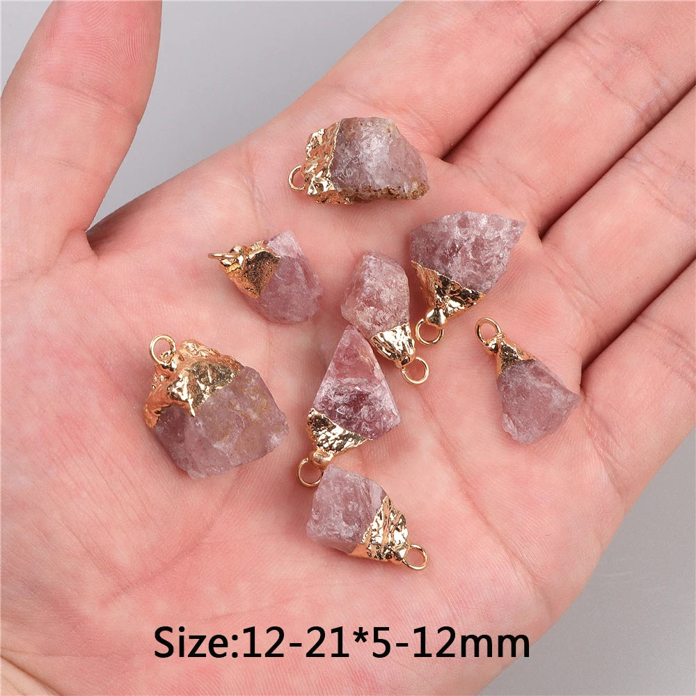 5pcs Natural Rough Stone Pendant Irregular Shape Healing Amethysts Labradorite Agat Quartz Pendants For DIY Handmade Necklace