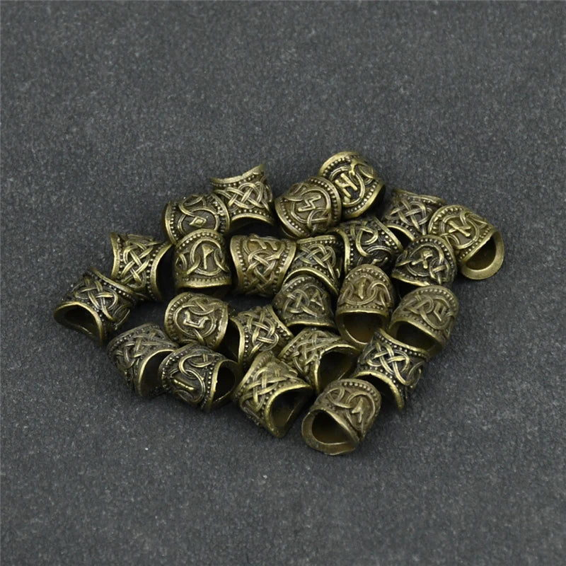 24 Stück Runenperlen aus Metall, Wikinger-Schmuckperlen für Haare, Bart, geflochtene Charms, Armbänder, Schmuckherstellung, Großhandelszubehör