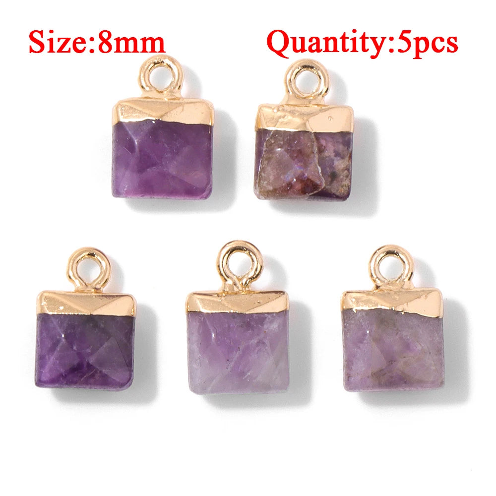 Wholesale Natural Amethyst Pendant Connector Reiki Hexagon Sun Bag Sun Stone Charm For Handmade Women Necklace Bracelet Jewelry