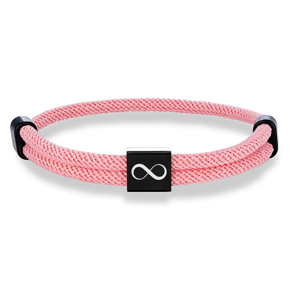 MKENDN Klassisches Infinity-Armband für Herren, verstellbar, nautisches Seilarmband für Damen, schwarzer Edelstahl, Schmuckgeschenk für Paare