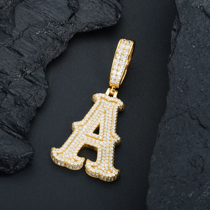 TUHE Unisex letter Pendants Necklaces Ice Out  Moissanite  Pendants 925 Silver For Men Women Jewelry Gifts