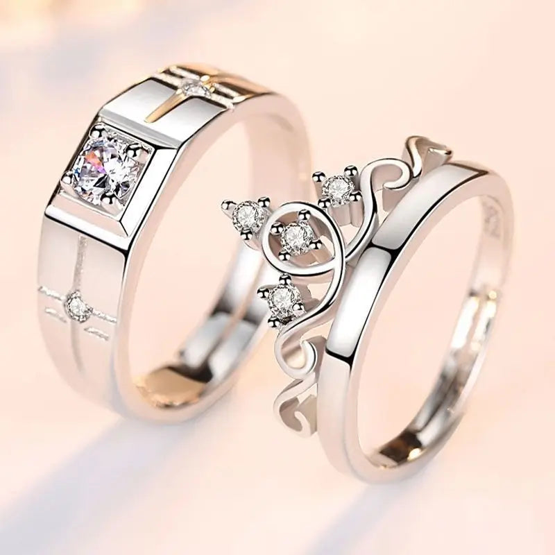 New Trendy Luxury Couple Rings for Women Men Dazzling Square Zirconia Delicate Ring Wedding Valentine's Day Romantic Jewelry