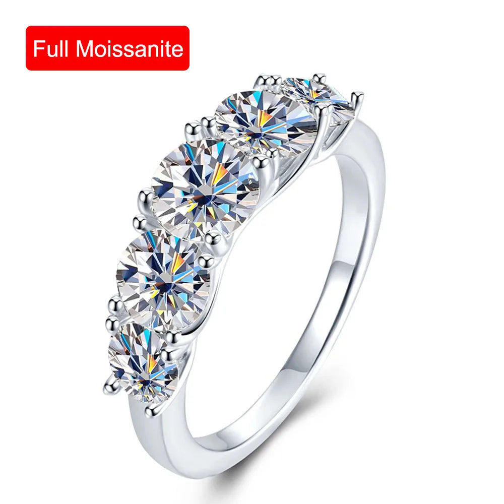 Serenity 3.6ct D Color Moissanite Rings For Women Men Gift 100% S925 Sterling Silver Sparkling Lab Diamond Row Ring Fine Jewelry