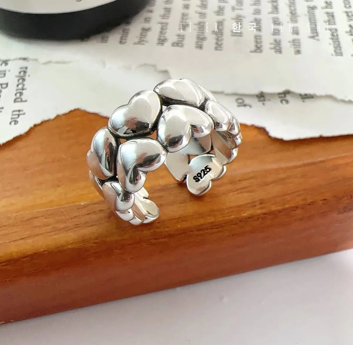 BFCLUB 925 Sterling Silver Rings for Women Geometric Retro Heart Minimalist Ring Party Jewelry Gifts