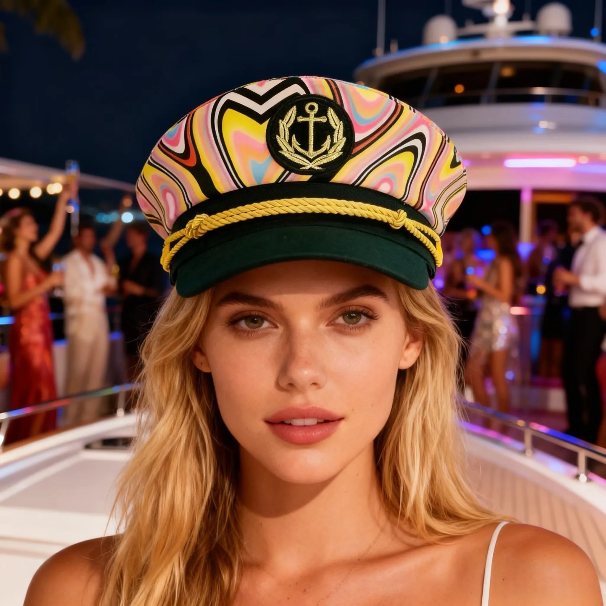 Burning Man printed embroidery adjustable navy cap Sailing cap Adult nautical cap Marine cap Cruise party Navy party Hat