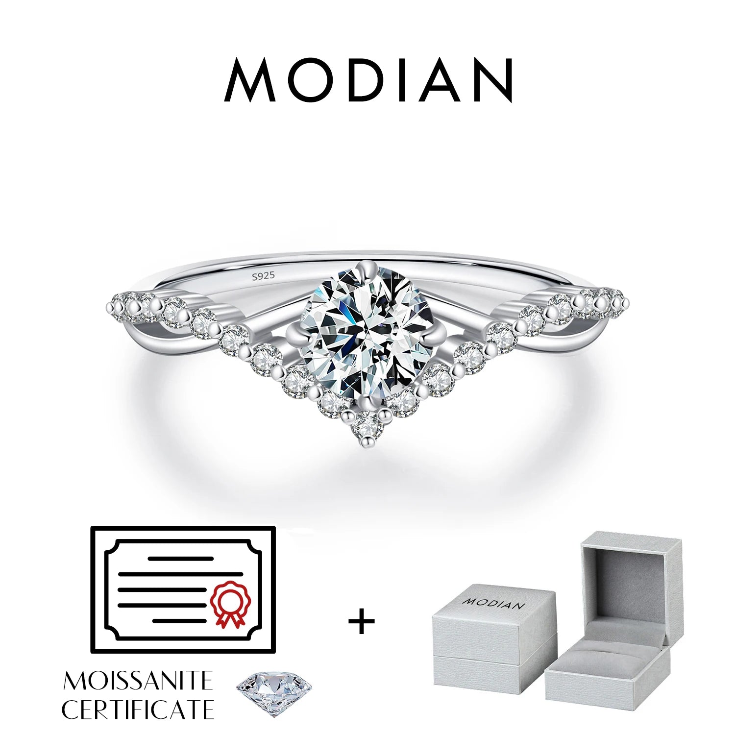 MODIAN Crown D Color Moissanite Ring Delicate Lab Diamond Ring 925 Sterling Silver For Women Wedding Engagement Jewelry - Madeinsea©