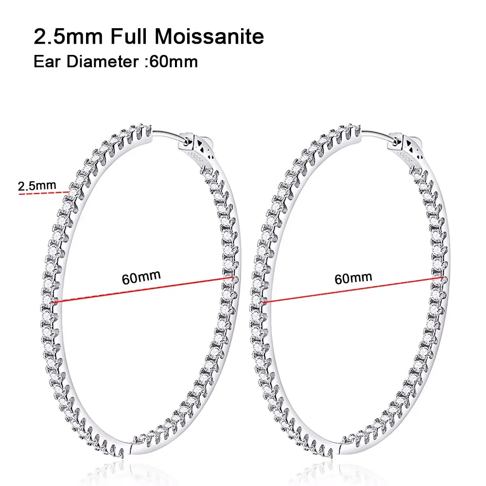 Serenity 2mm D Color Moissanite Hoop Earrings For Women Gift S925 Sterling Silver Sparkling Lab Diamond Earrings Bridal Jewelry