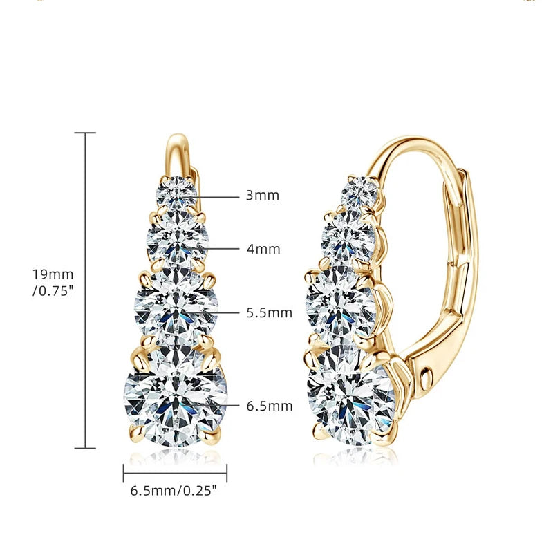 OXTAO Real 925 Silver Moissanite Hoop Clip Earrings for Women Unique Gradient Size High 19cm Temperament Earring Jewelry Gift