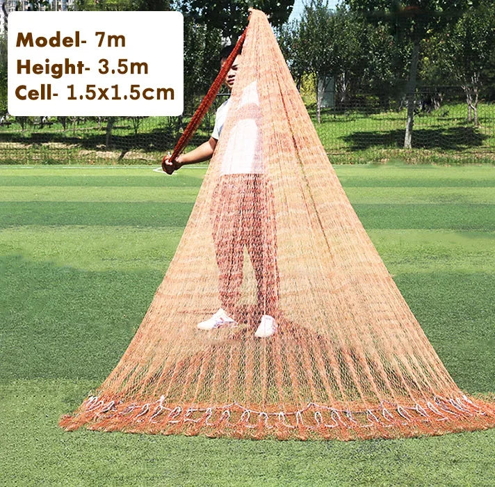 Lawaia Fishing Cast Net Multifilament Line Traditional Net with Steel Pendant Weight Throwing Fish Net