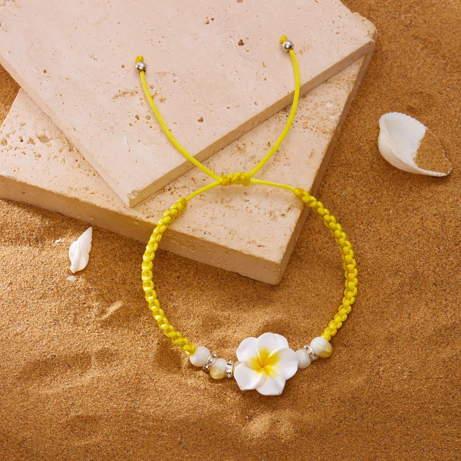 Bohemian Big Flower Charm Bracelets For Women Pink Red Blue Green Flowers Soft Clay Pottery Beaded Bangles Girls Party Jewelry