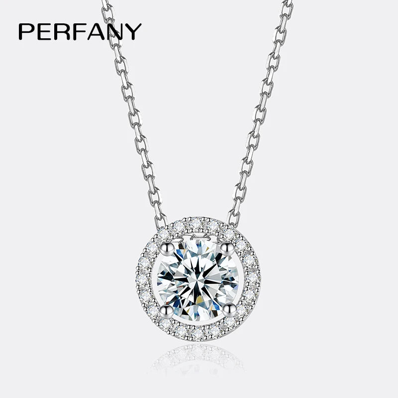 PERFANY 0.5/1/2CT Moissanite Necklace for Women S925 Pure Silver Round Laboratory Diamond Pendant Fashionable Wedding Jewelry - Madeinsea©