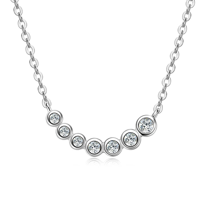 D Color Seven-Stone Moissanite Necklace 925 Sterling Silver Jewelry Clavicle Sparkling Women's Gift Christmas Valentine Day