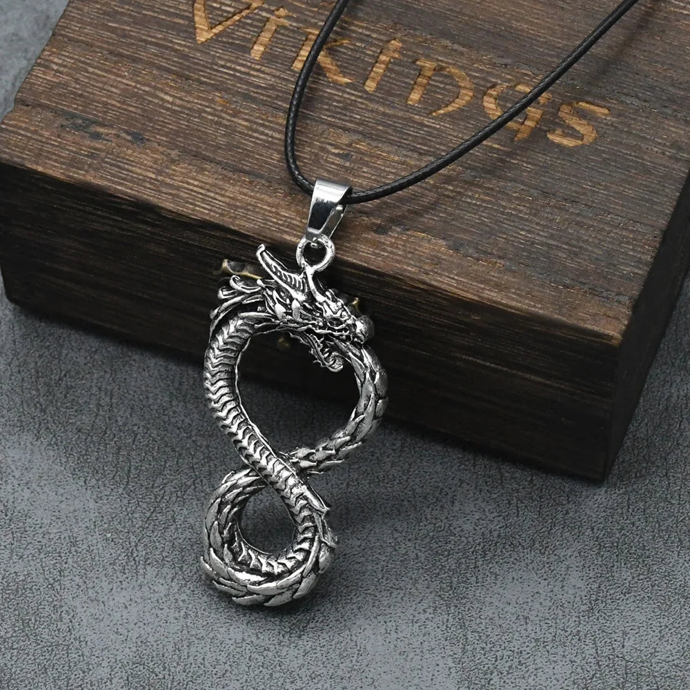 Retro Ouroboros Dragon Pendant Motorcycle Party Punk Articulated Snake Necklace Party Men Women Gift Jewelry